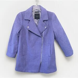 Talbots Coat Wool Blend Zip Purple Petite 8, 8P Pockets Mod Soft Moto Career
